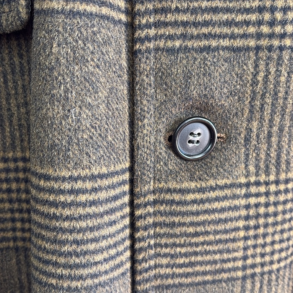 VTG Wool Men’s Dress Coat Brown Plaid - Picture 3 of 9